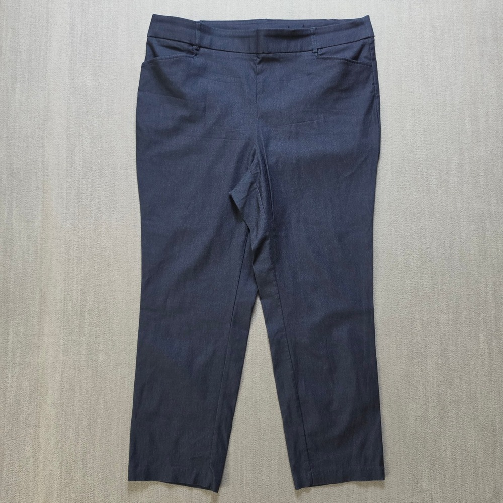 Rafaella Pull On Pants Women 20W Navy Blue Stretch Career Trousers LRBFF007